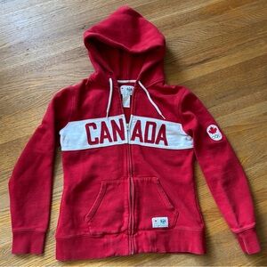 Vintage Hudson's Bay Team Canada Olympic Hoodie Red Full-Zip Size Small HBC 2010